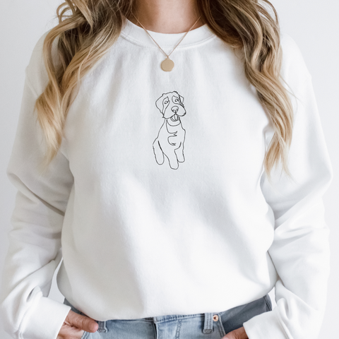 Custom Line Art Embroidered Adult Sweatshirt
