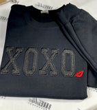 "XOXO" Glitter Embroidered Adult Black Sweatshirt