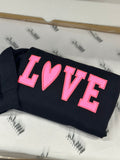 "LOVE" Glitter Embroidered Adult Sweatshirt
