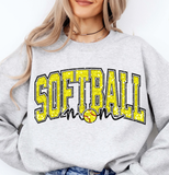 Softball Mom Faux Glitter Font