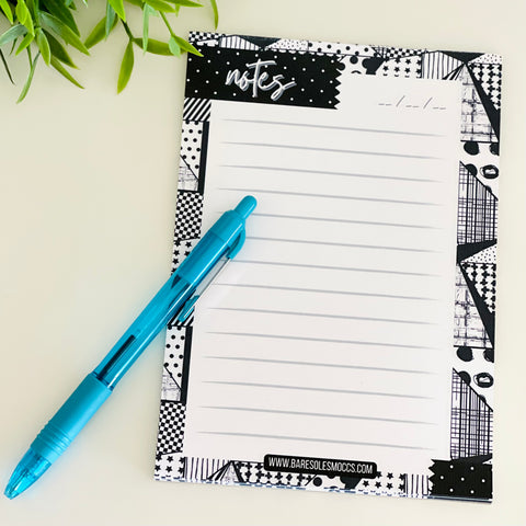 Mixed Monochrome Print Lined Notes Notepad