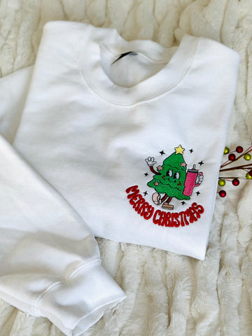 Embroidered "Merry Christmas" snack cake white - Sweatshirt