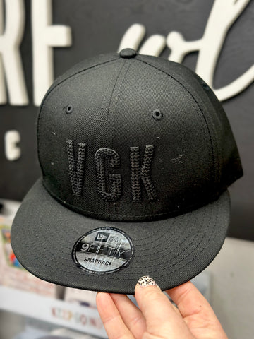 "VGK" Puff Chain Stitch Flat Bill Snapback