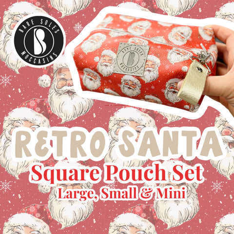 Retro Santa Square Pouch Set (Large, Small and Mini)