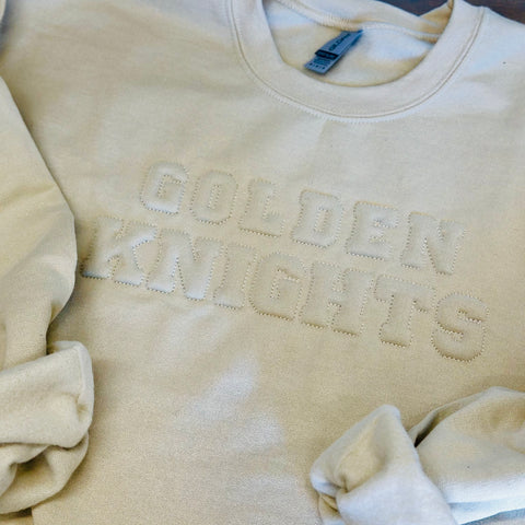 "GOLDEN KNIGHTS" Sand Embossed Embroidered Adult Sweatshirt