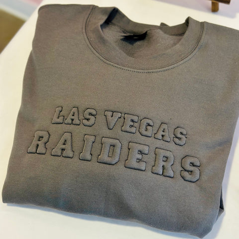 "Las Vegas Raiders" Gray Embossed Embroidered Adult Sweatshirt