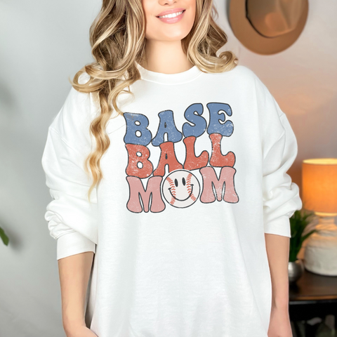 Baseball Mom Smiley Distressed