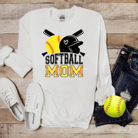 Softball Mom Ball & Helmet Black Distressed