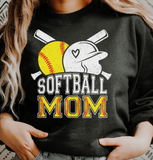 Softball Mom Ball & Helmet White Distressed