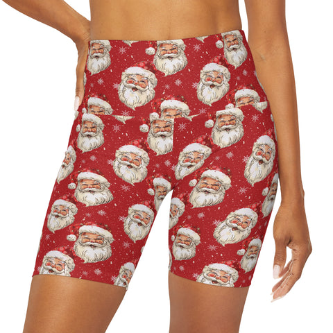 Retro Santa - Adult Two Pocket Biker Short 9" inseam