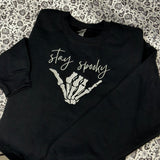 Embroidered Stay Spooky - Skeleton Hands Sweatshirt