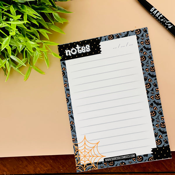This is Halloween Notepad – Bare Soles Moccs