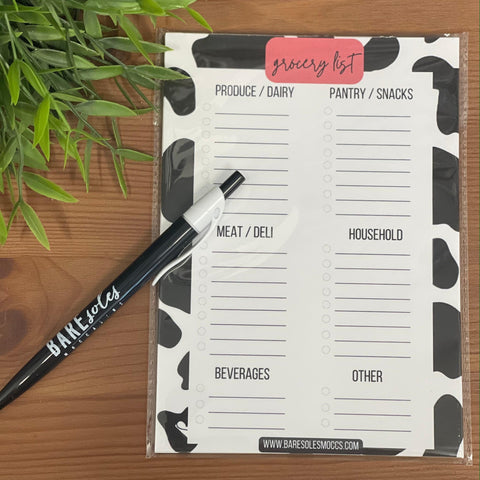 Cow Print Grocery List Notepad