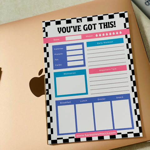 Checkered "You've Got This" Daily Fitness Tracker Notepad